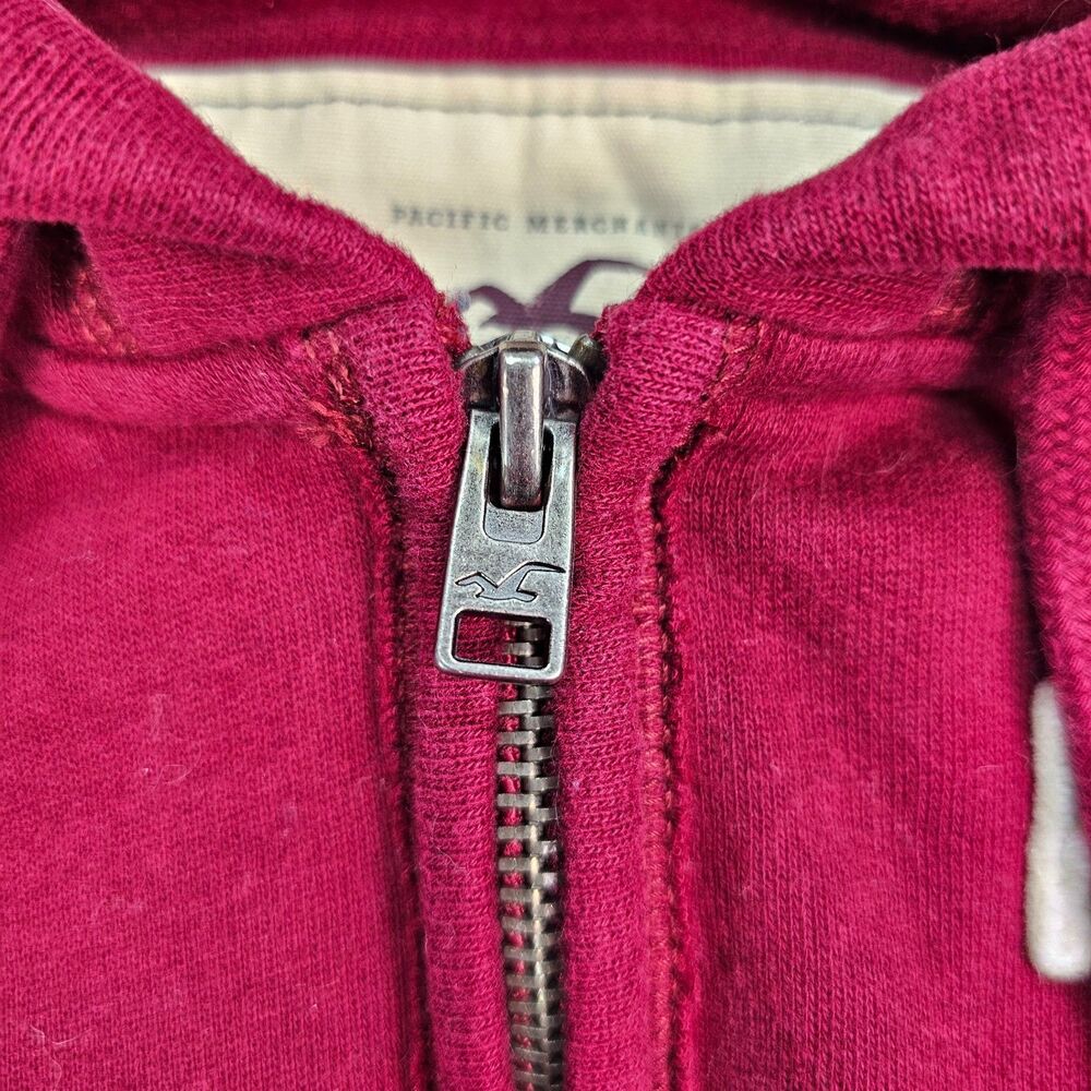 Hollister HCO Pacific Merchants Hoodie Women M Burgundy Y2K Full Zip Logo - Picture 5 of 14